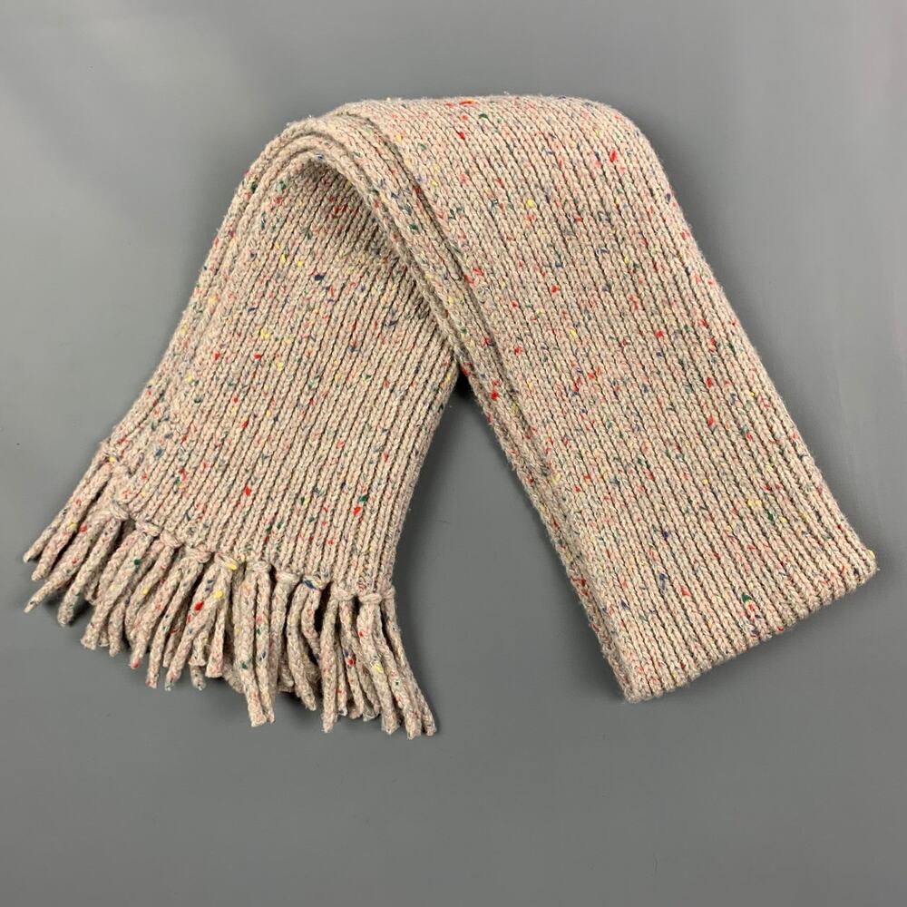 LOUIS VUITTON Oatmeal Multi-Color Knitted Fringe Scarf